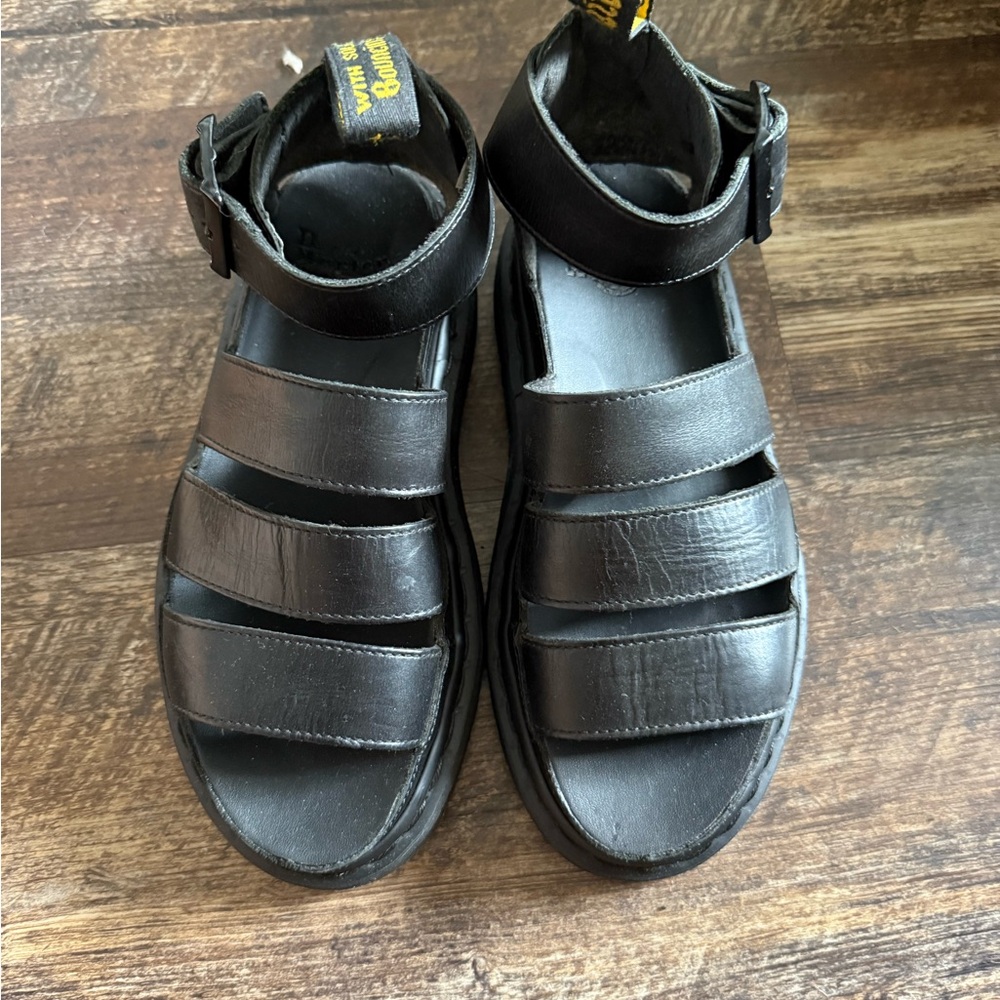 Dr. Martens Black Leather Strap Sandals